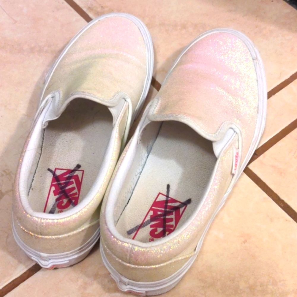 Glitter white vans